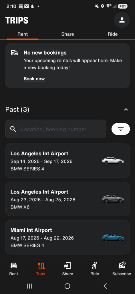 Sixt App Trips - August & September 2026