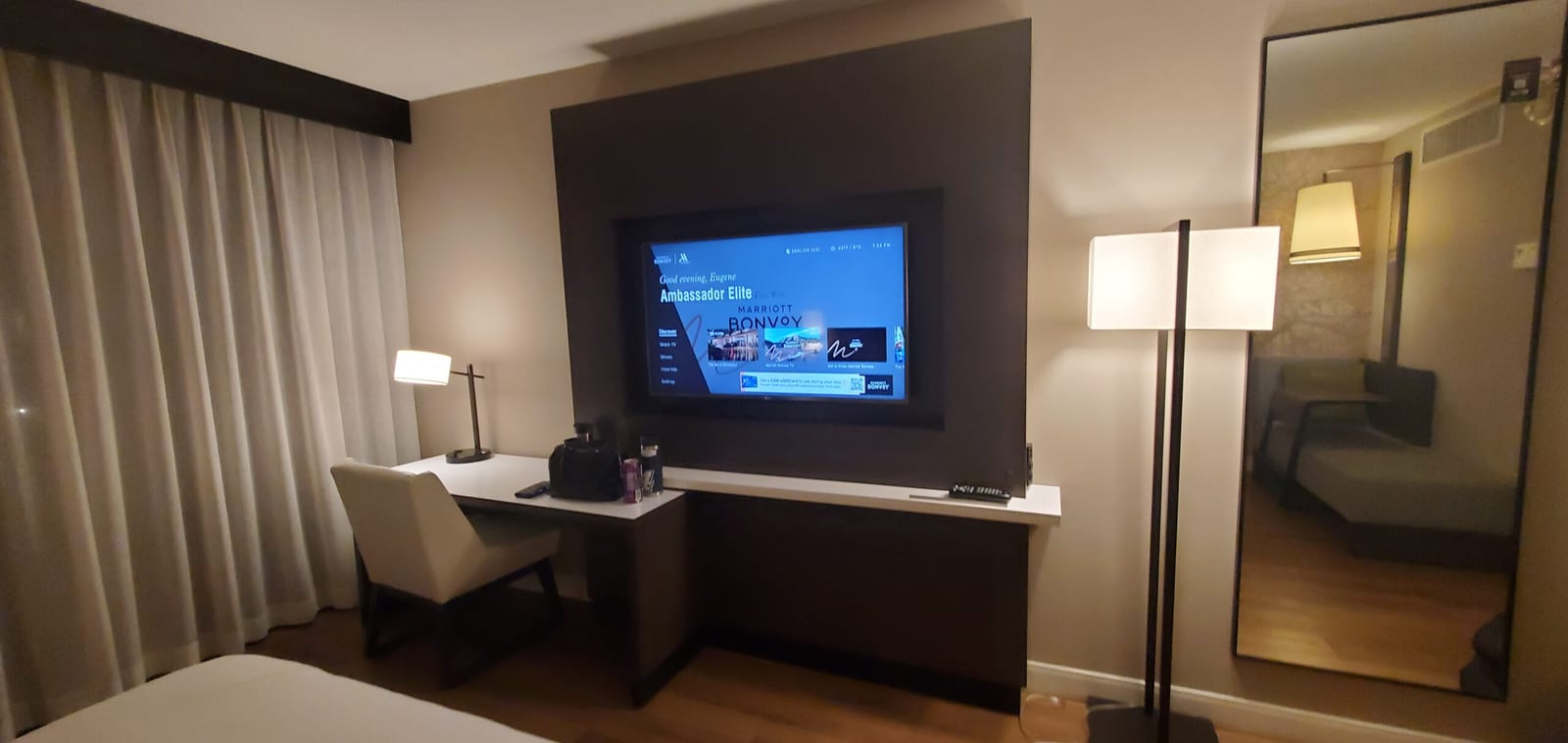 Bethesda Marriott TV welcome screen with Ambassador Elite recognition