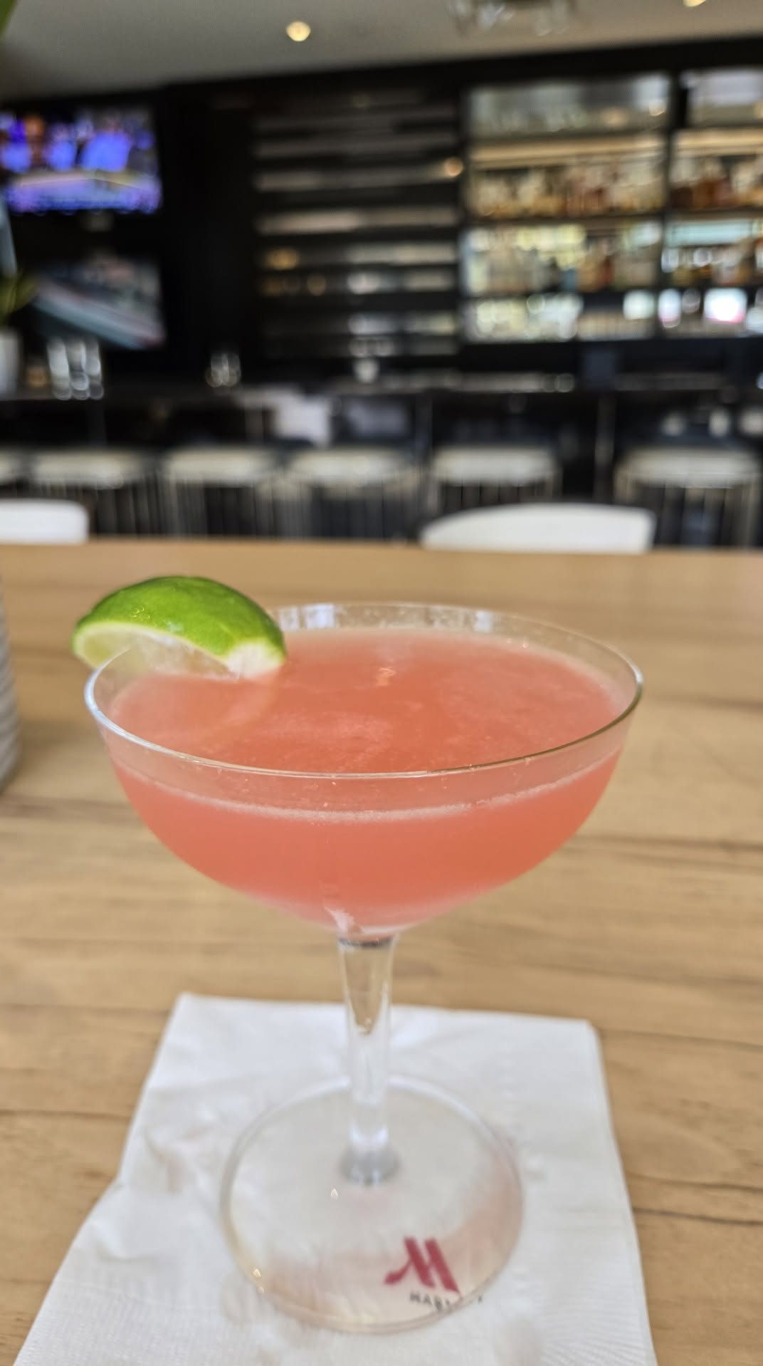 Craft cocktail in coupe glass at the lobby bar